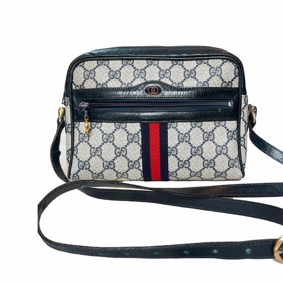 Gucci Ophidia vintage Monogram blue and beige leather bag. Luxury vintage Gucci - Picture 2 of 16